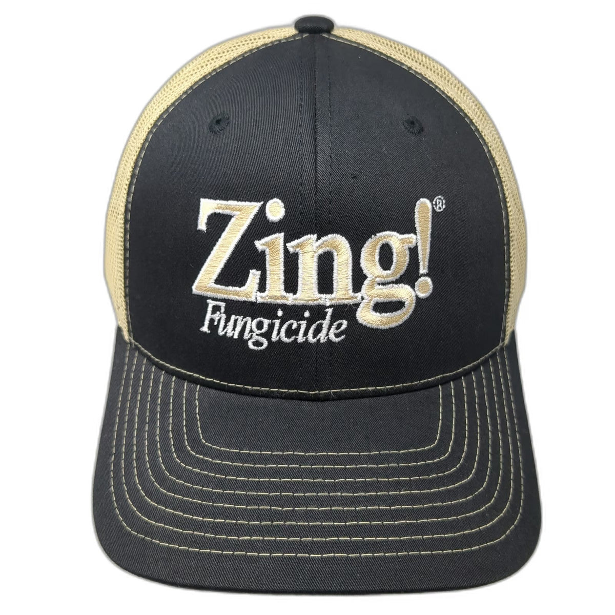 Richardson Trucker Hat Black Beige One Size Zing Fungicide Gowan USA Snapback