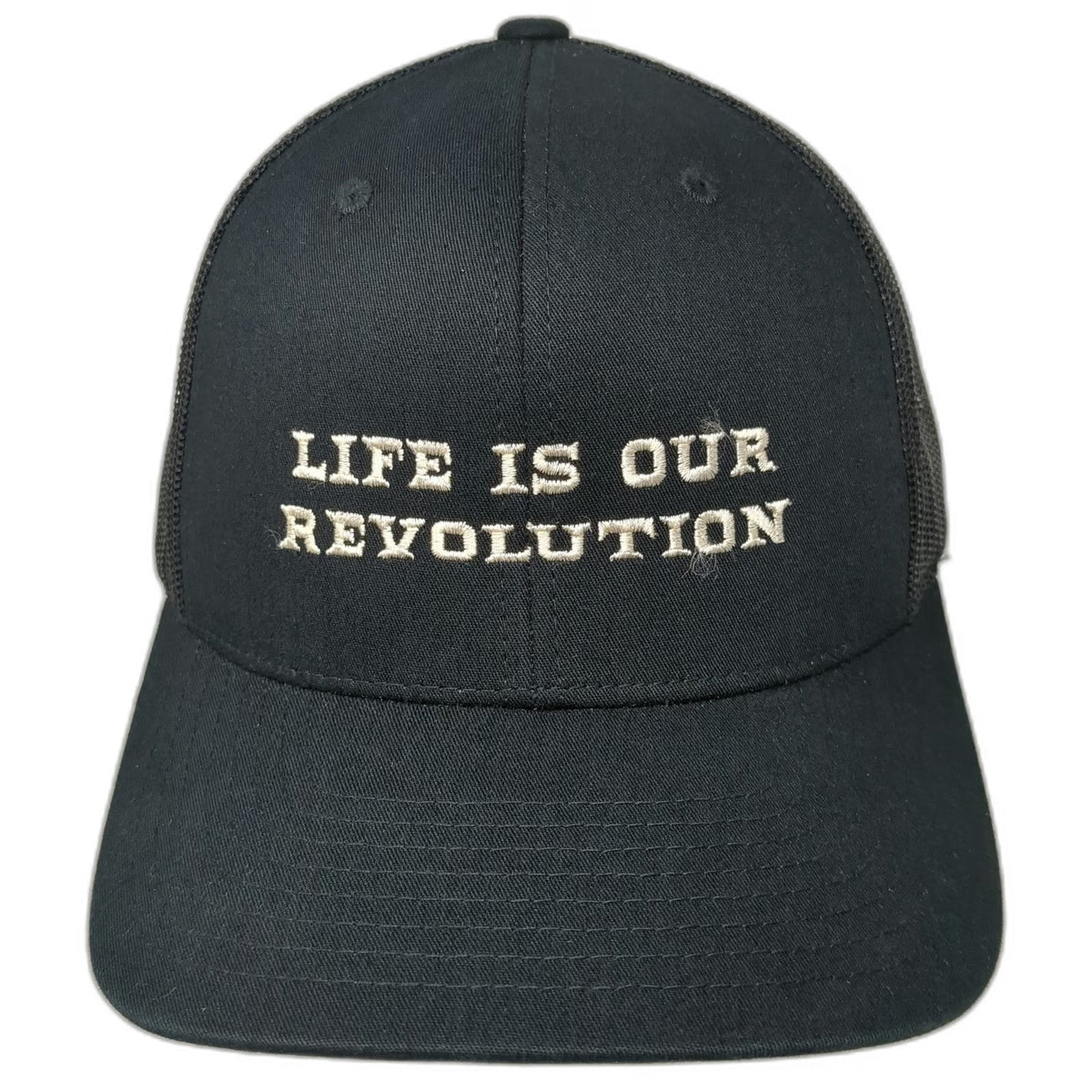 Yupoong Trucker Hat Black One Size Life Is Our Revolution White Rose Resistance
