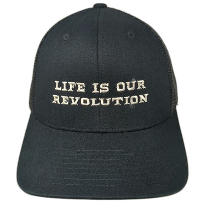 Yupoong Trucker Hat Black One Size Life Is Our Revolution White Rose Resistance