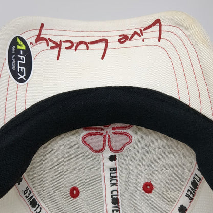 Black Clover Baseball Cap White M A-Flex Four Leaf Clover Live Lucky Hat