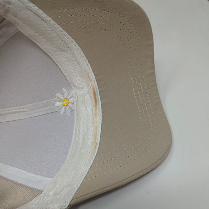 Unbranded Women's Slideback Hat Tan Adjustable Embroidered Flower Logo Cotton