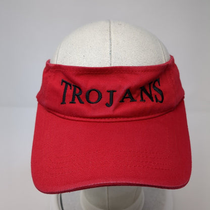 Trojans Strapback Sun Visor Hat Red One Size Adjustable Embroidered Sportsman