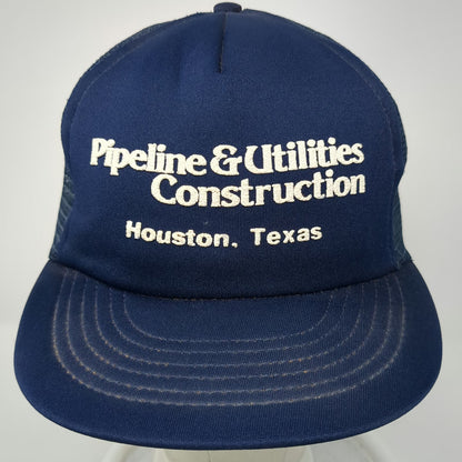 I/D/E/A inc Trucker Hat Blue One Size Houston Texas Pipeline Construction Mesh