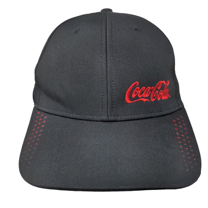 Coca-Cola Strapback Hat Black OSFM Adjustable Embroidered Moisture Wicking UV