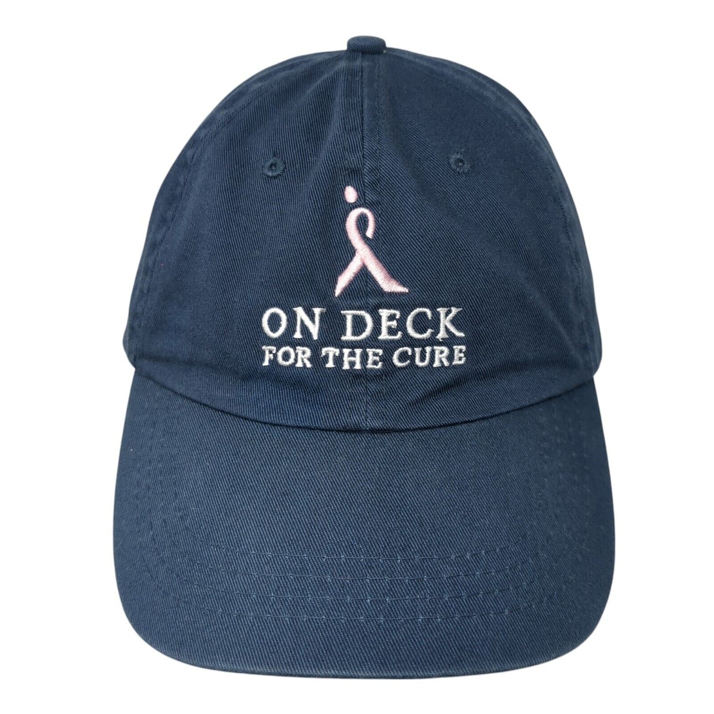 On Deck For The Cure Slideback Hat Blue One Size Adjustable Embroidered Cotton