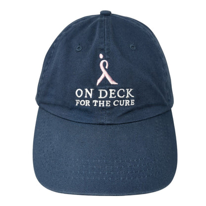 On Deck For The Cure Slideback Hat Blue One Size Adjustable Embroidered Cotton