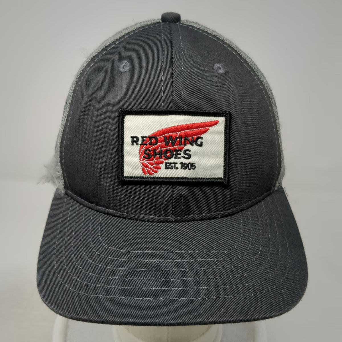 Red Wing Shoes Trucker Hat Gray One Size Mesh Back Snapback 1905 Logo Patch