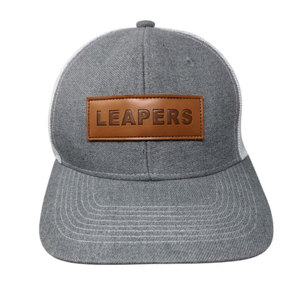 Leapers Snapback Trucker Hat Gray One Size Leather Patch Mesh Back