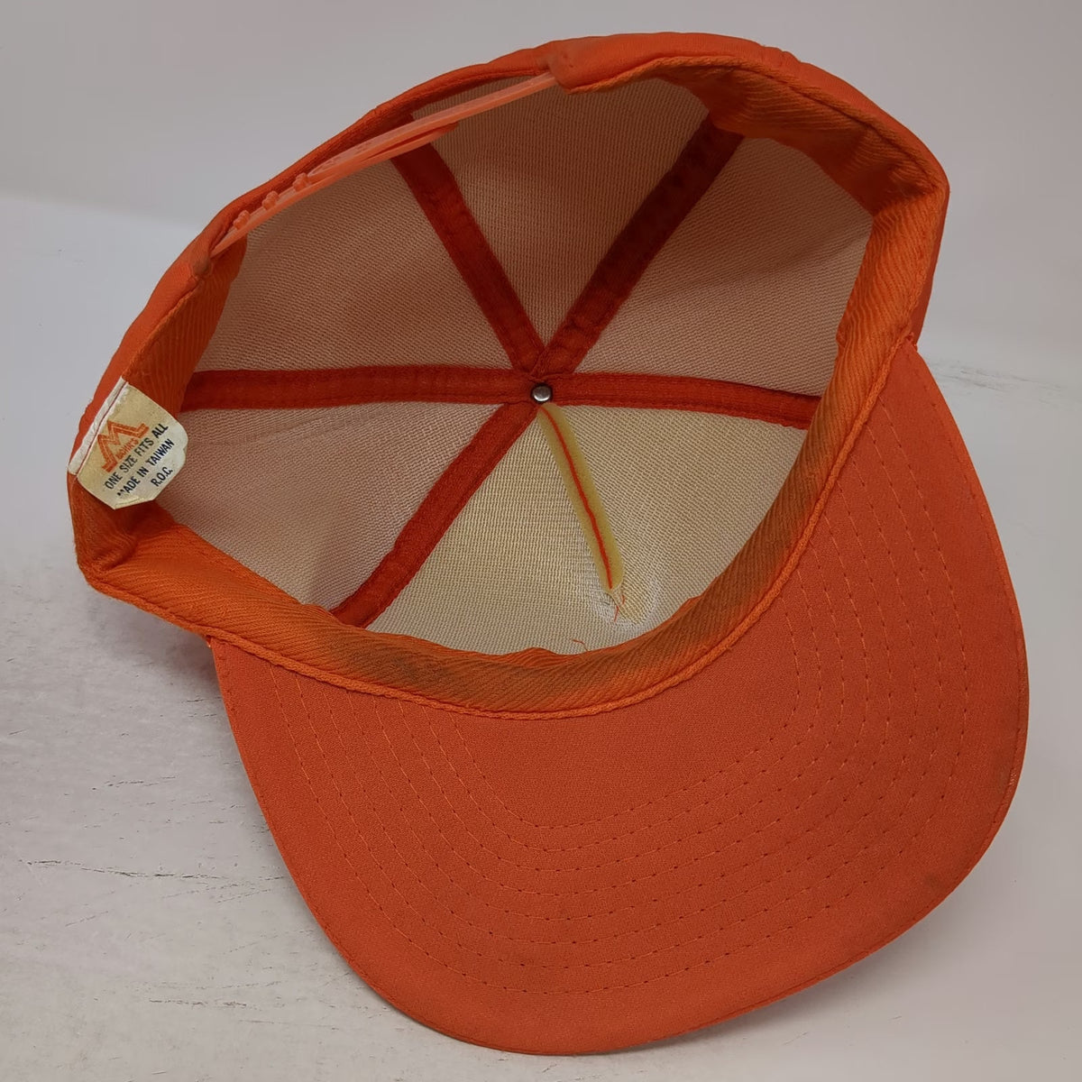 Mohr's 5 Panel Orange Hat Snapback Rope Detail Foam Front Structured Vintage