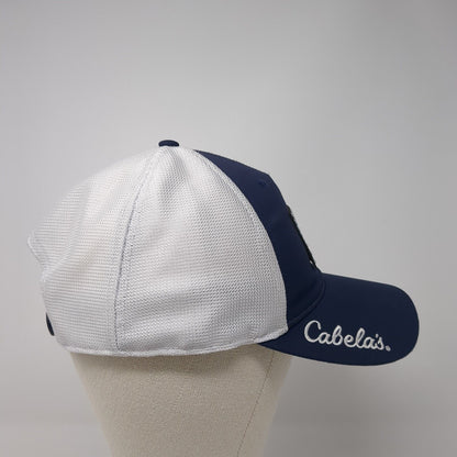 USA Flag Cabela's Snapback Trucker Hat Blue OS Adjustable Patriotic Mesh Back