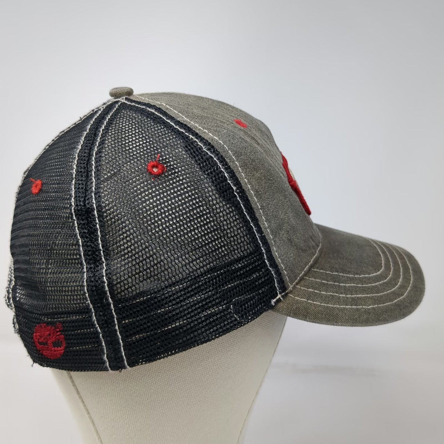 Timberland Trucker Hat Gray Black OS Snapback Mesh Patch Logo Shield Stitch