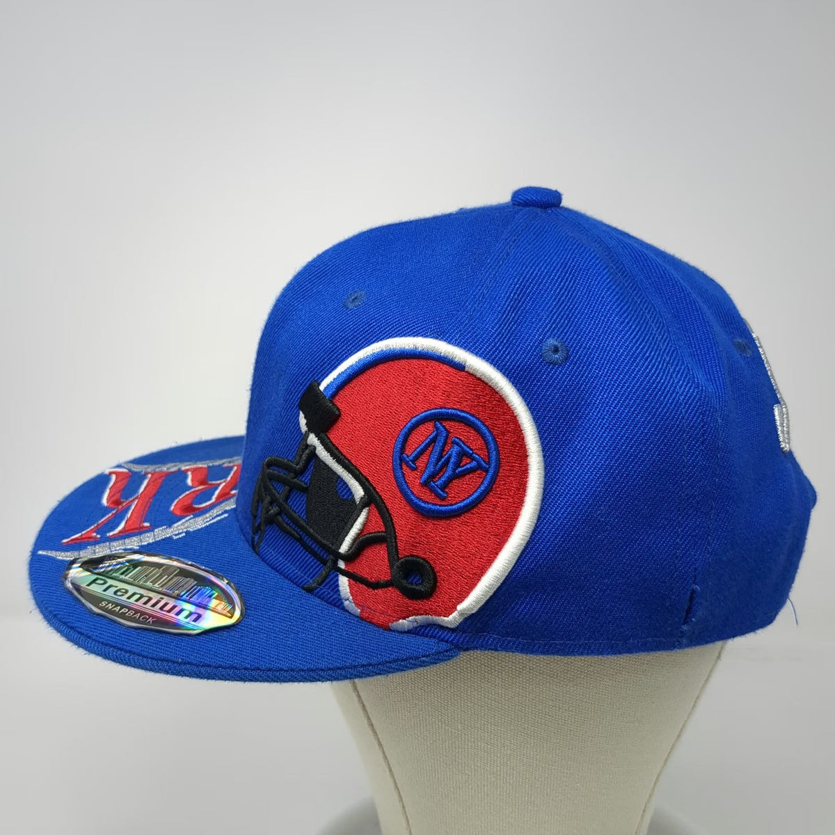 Blue Snapback Hat One Size New York Football Helmet Red White Silver Black Brim