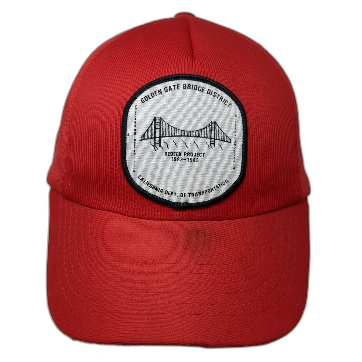 Red 5 Panel Hat One Size Golden Gate Bridge District Redeck Project Snapback CA