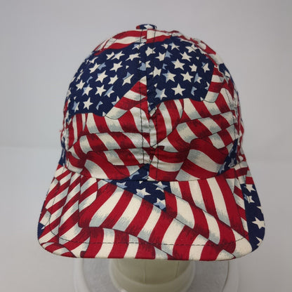 USA Flag Stars & Stripes Strapback Hat Multicolor One Size Patriotic Cotton