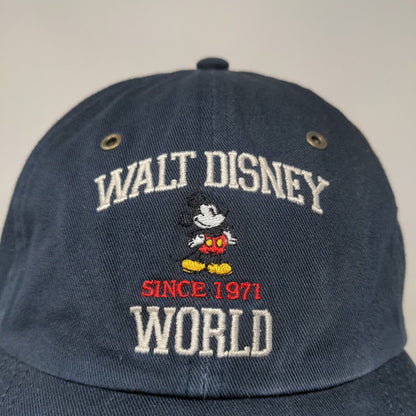 Walt Disney World Men's Slideback Hat Blue Embroidered Mickey Mouse Logo Cotton