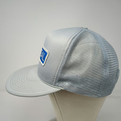 Ideal Trucker Hat Gray One Size Mesh Back Snapback Rope Detail Blue Patch Logo