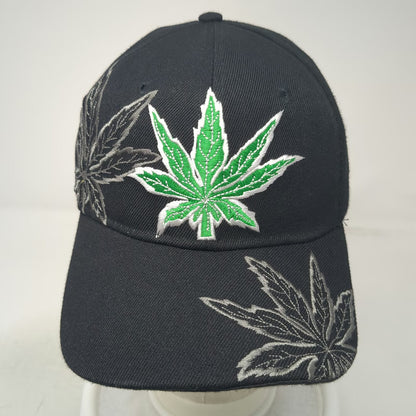 Baseball Cap Black One Size Embroidered Marijuana Leaf Pot Weed Strapback Hat