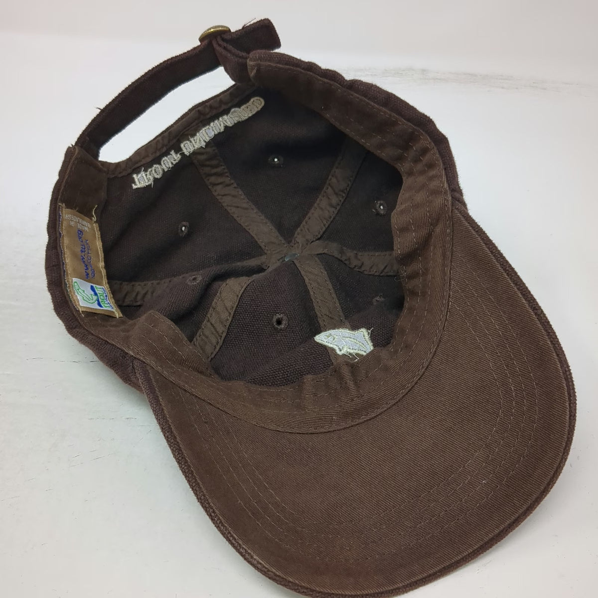 Trout Unlimited Baseball Cap Brown One Size Embroidered Fish Logo Hat Cotton