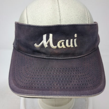 Visor Blue One Size Maui Script Embroidered Strapback Hat Contrast Piping Trim