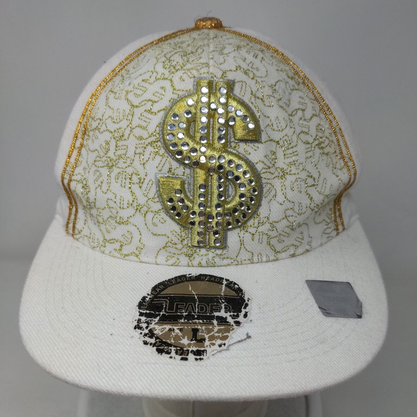 Hustle $ Dollar Bling Fitted Hat Multi Large Embroidered Leader Sports Cap