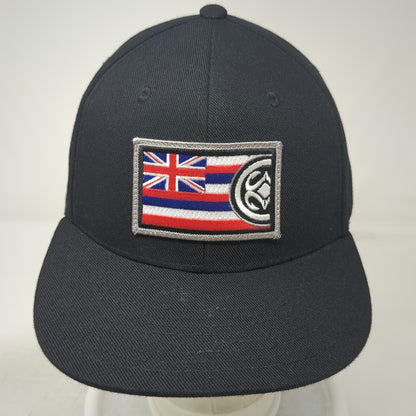 Decky Snapback Hat Black One Size Hawaii Flag Aloha Culture Maui Built Flat Brim
