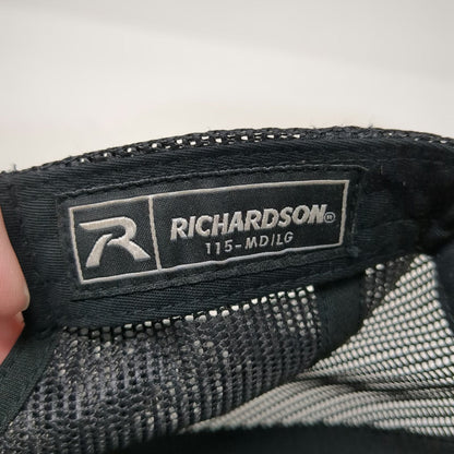 Richardson Trucker Hat Black L Power-Pole Tonal P Logo Mesh Snapback Baseball