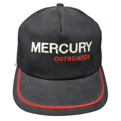 K-Products Trucker Hat Black Mercury Outboards Mesh Piping Snapback Vintage