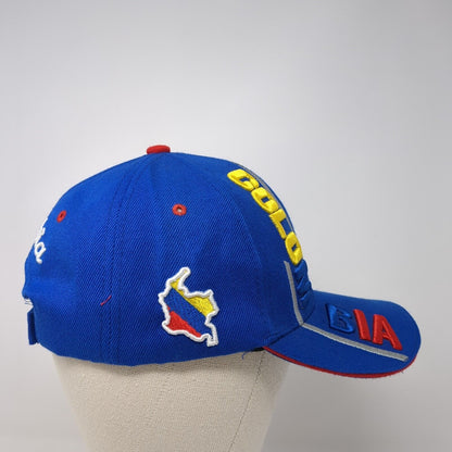 Colombia Strapback Hat Blue 57cm Solid Adjustable Embroidered W/Tags