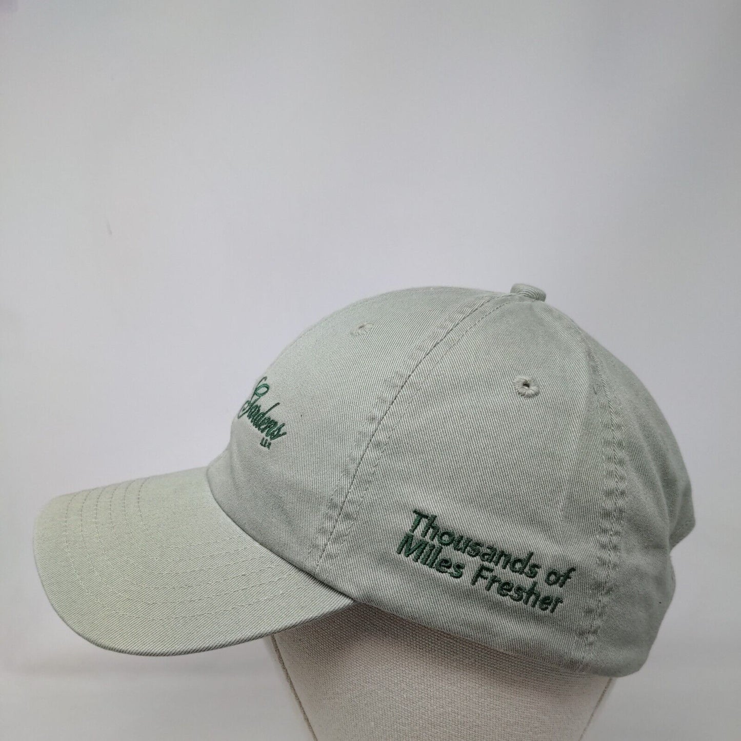 Spyglass Gardens Slideback Hat Tanish Green OSFM Embroidered 6 Panel