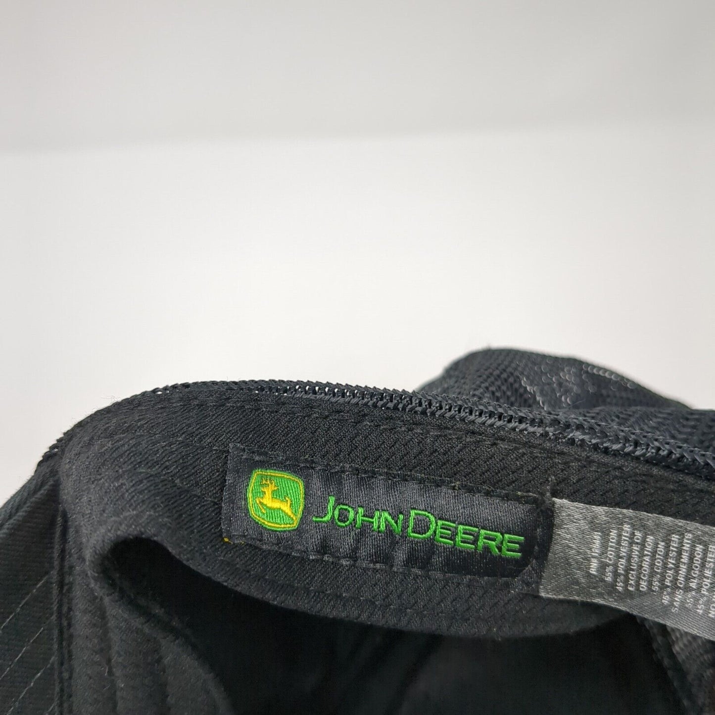 John Deere Snapback Trucker Hat Black One Size Adjustable Embroidered Mesh Back