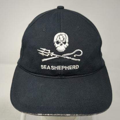 Sea Shepherd Baseball Cap Black One Size Organic Cotton Jolly Roger Logo Hat