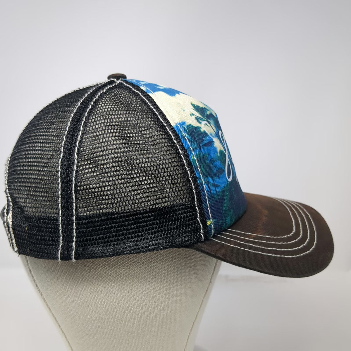Billabong Trucker Hat Blue OSFM Sea Ya Photo Print Mesh Snapback Contrast Hat