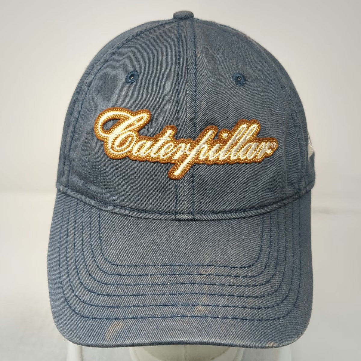 Caterpillar Baseball Cap Blue One Size Script Logo Side Hit Cotton Strapback hat