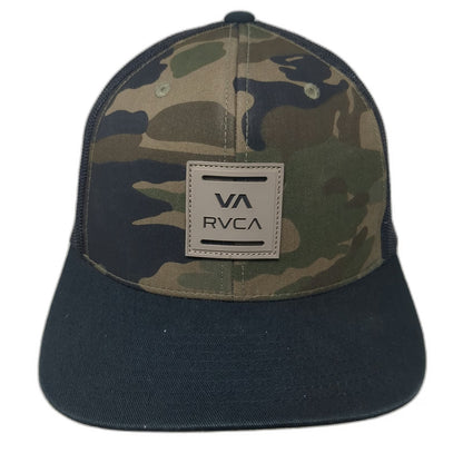 RVCA Trucker Hat Black Green One Size Camo Logo Patch Mesh Back Snapback Surf