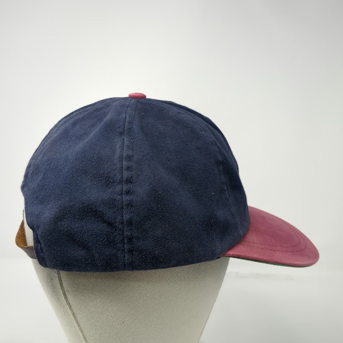 J&M Sportswear Baseball Cap Blue Red One Size Leather Strapback Canada Made Hat