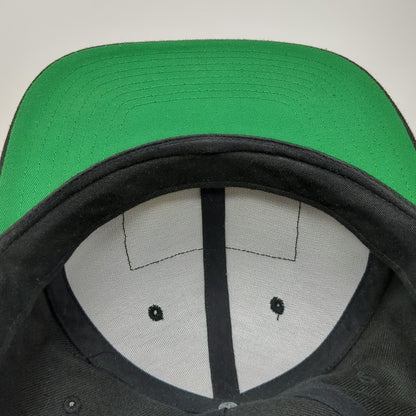 Salty Crew Snapback Hat Black One Size Chasing Tail Green Underbrim Flat Brim
