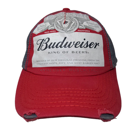 Budweiser King of Beers Strapback Hat Multicolor OSFA Distressed Vented Holes