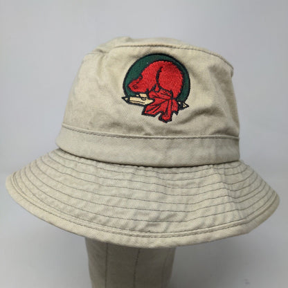 AJM Men's Bucket Hat Tan Size OSFM Embroidered Canada Beaver Logo Cotton