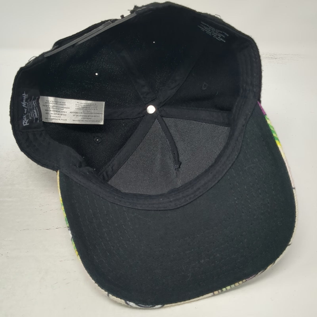 Bioworld 5 Panel Black One Size Snapback Rick and Morty Graphic Polyester Hat