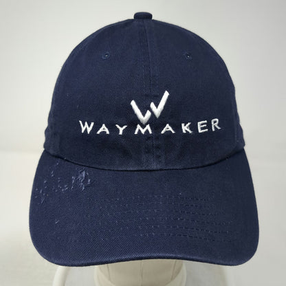 Waymaker Embroidered Logo Baseball Cap Blue OS Cotton Curved Brim Slideback Hat