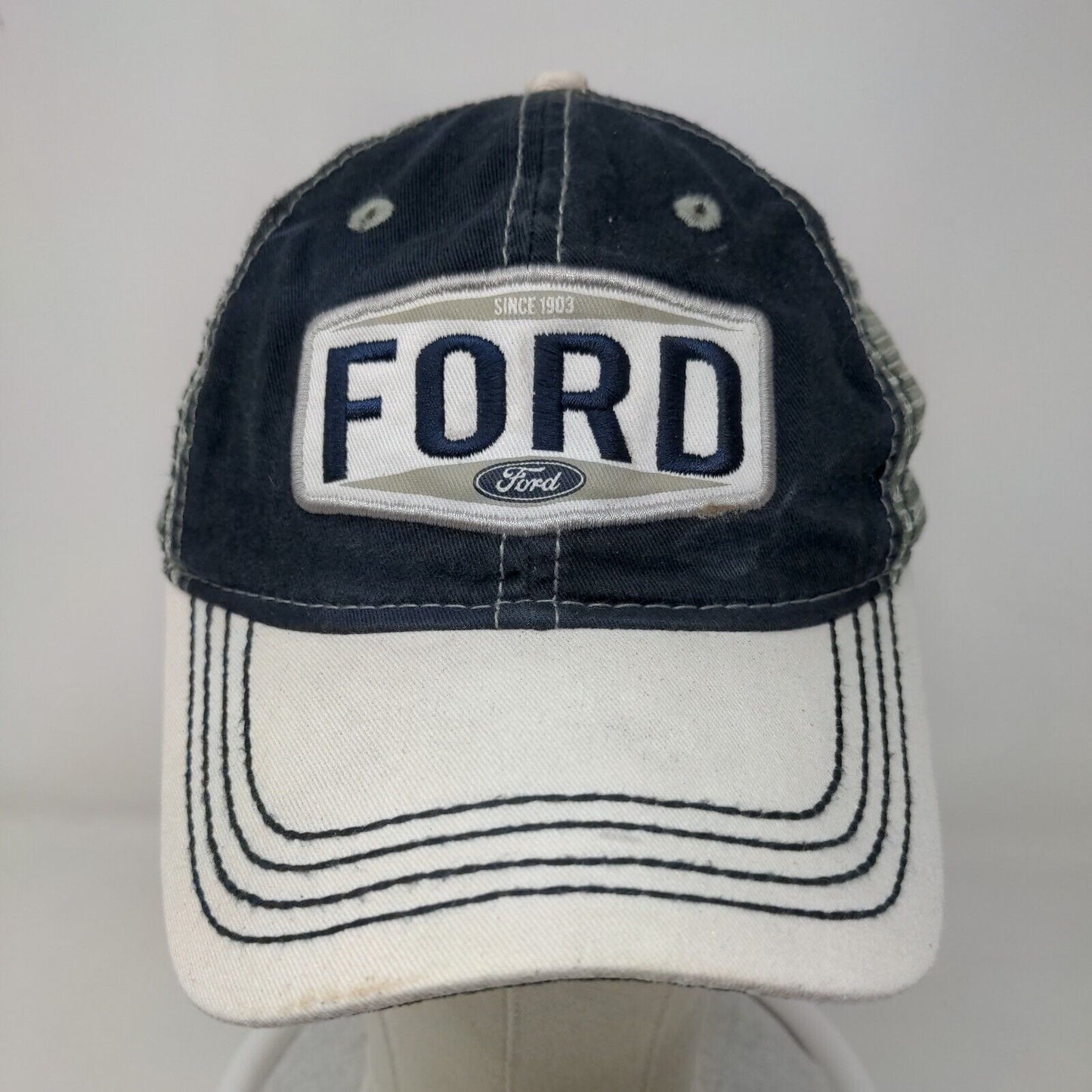 Ford Men's Snapback Mesh Back Hat Blue Adjustable Embroidered Logo