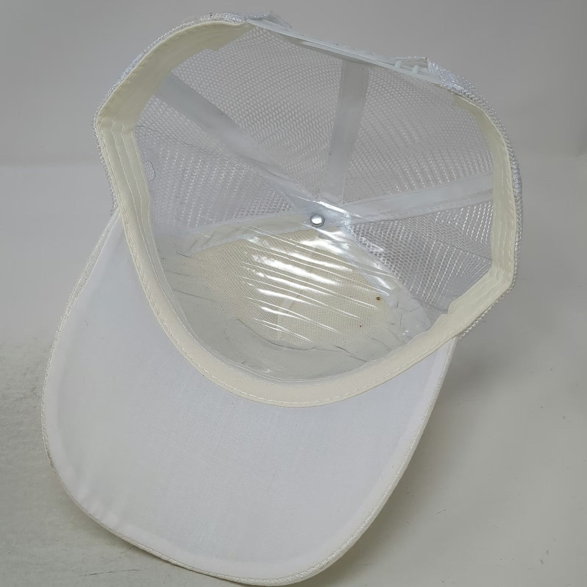 Trucker Hat White One Size Iridescent Rhinestones Gems Mesh Back Snapback Bling