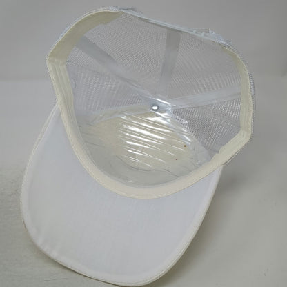 Trucker Hat White One Size Iridescent Rhinestones Gems Mesh Back Snapback Bling