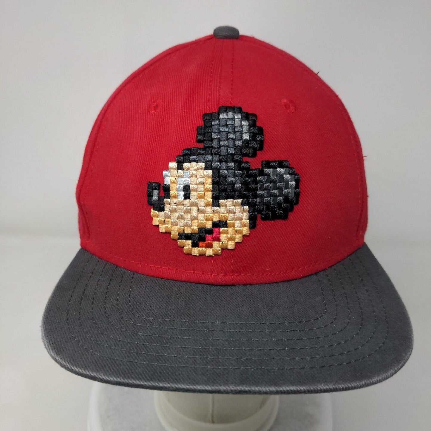 Mickey Mouse Pixel Snapback Hat Red Youth Embroidered Colorblock Disney