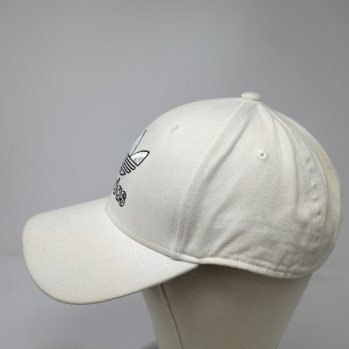 Adidas Baseball Cap White One Size Snapback Trefoil Logo Gray Underbrim Hat