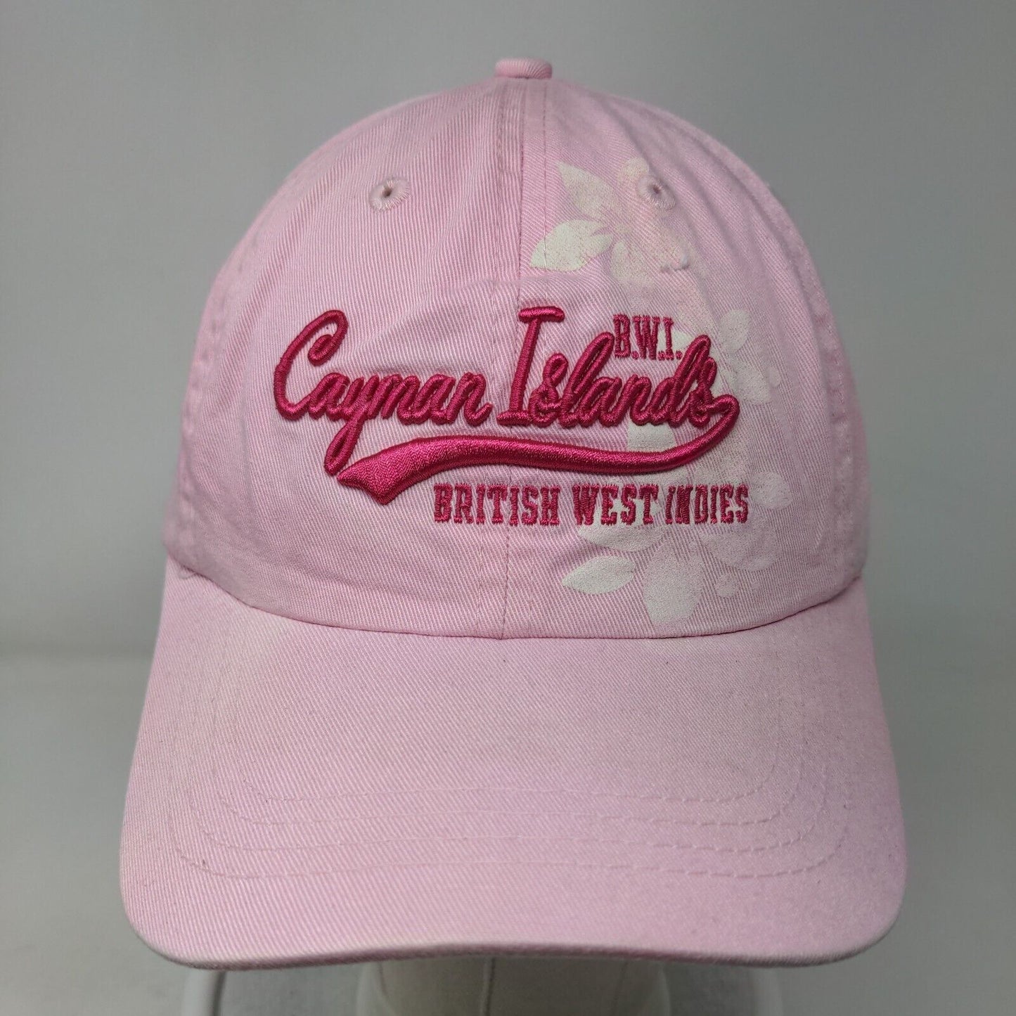 Cayman Islands British West Indies Slideback Hat Pink One Size Embroidered