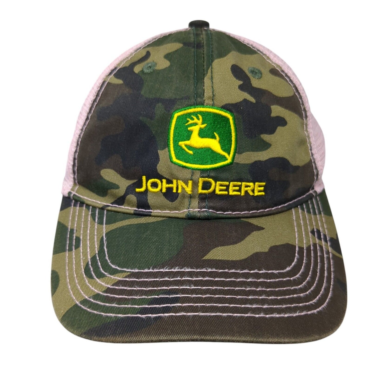 John Deere Snapback Trucker Hat Camouflage OS Adjustable Embroidered Mesh Back
