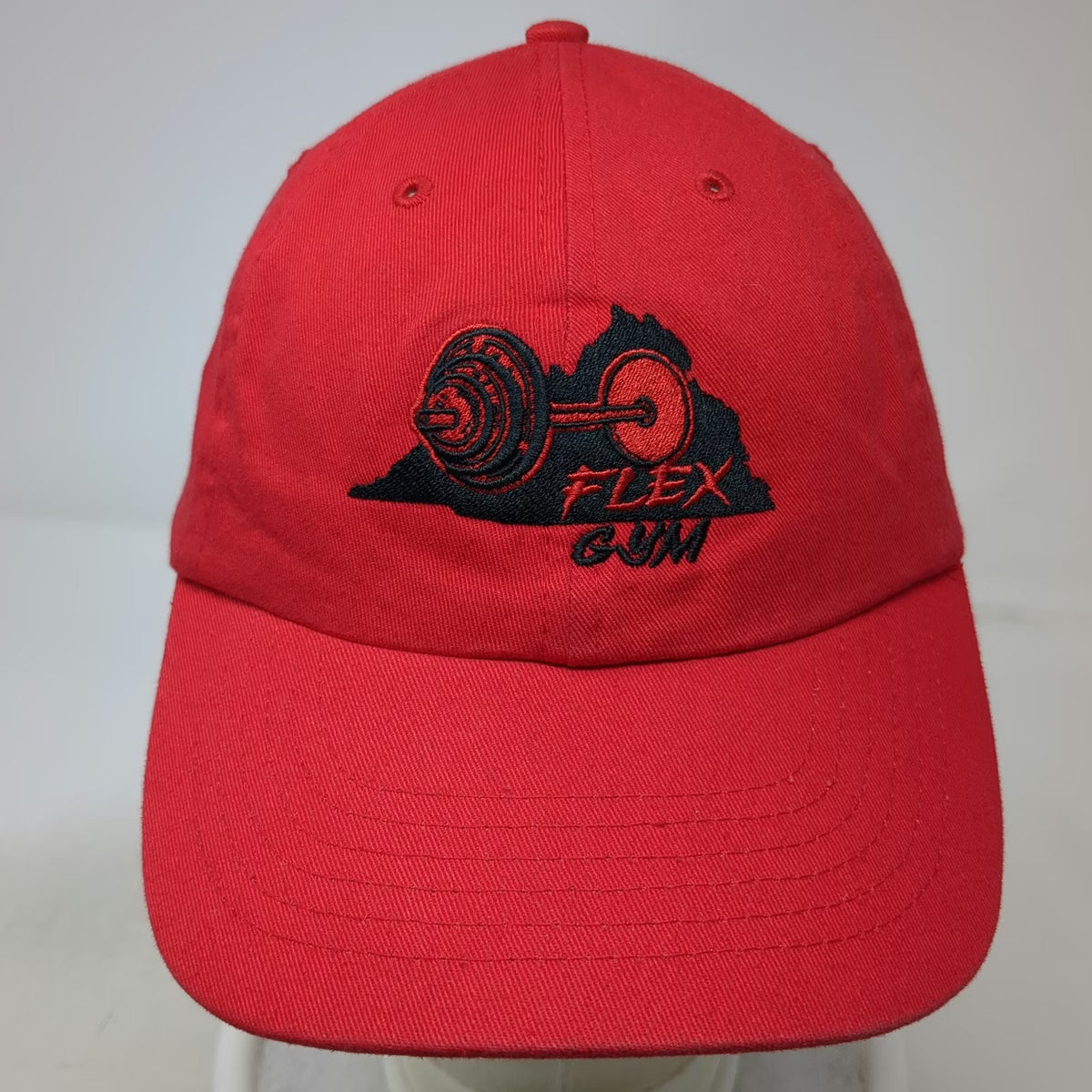 Red Baseball Cap One Size Flex Gym Barbell Virginia Embroidery Slideback Hat