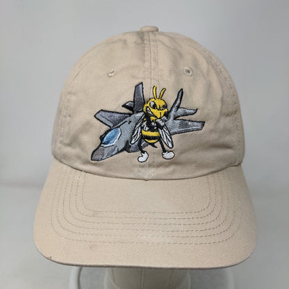 Flysfb.com Flying Bee Adult Strapback Hat Tan One Size Embroidered Outdoor Cap