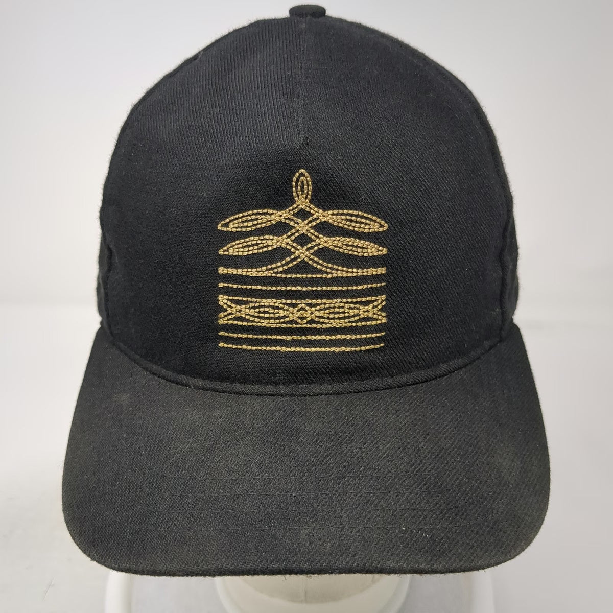 The Ampal Creative 5 Panel Black One Size Hat Gold Embroidery USA Weather